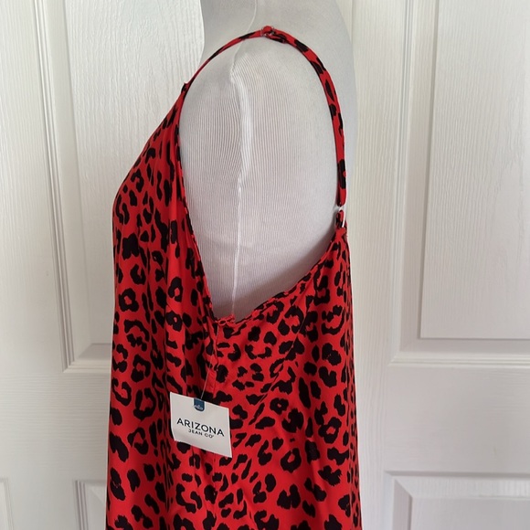 NWT Arizona Jean Co Red and Black Leopard Print Slip Dress Womens Sz XXL - Picture 5 of 13